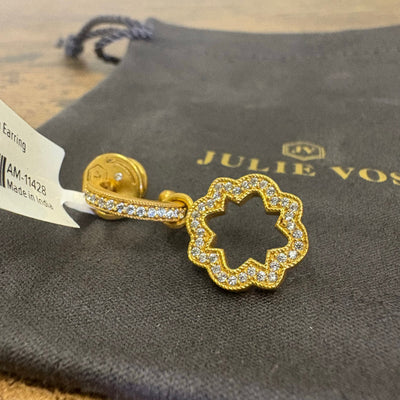 Julie Vos Odette Hoop & Charm Earring, 24K Gold Plated, Cubic Zirconia, Hoop