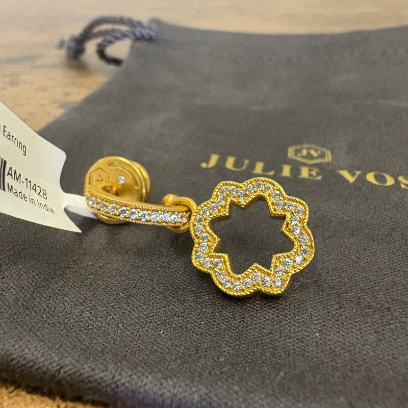 Julie Vos Odette Hoop & Charm Earring, 24K Gold Plated, Cubic Zirconia, Hoop