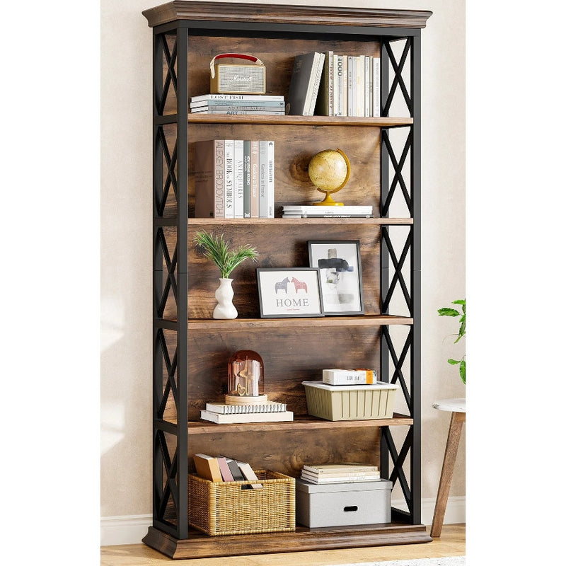 Tribesigns 6-Tier Bookshelf 70.87" Etagere Metal & Wooden Bookcase Home Office