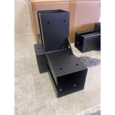 SET-of-2 4"x4" Post Base Steel 4 Way Large Right Angle Corner Base Bracket Post