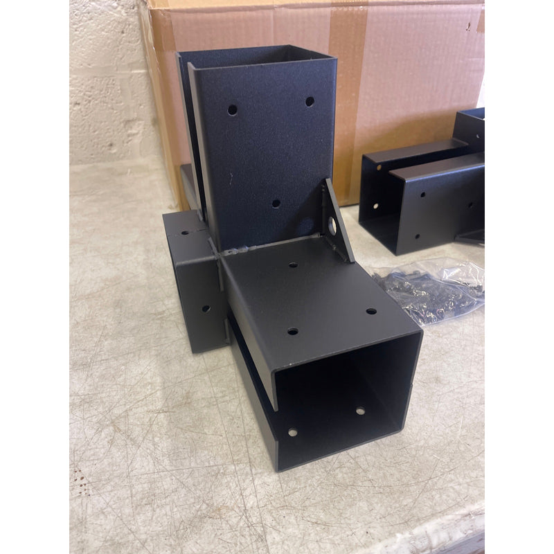 SET-of-2 4"x4" Post Base Steel 4 Way Large Right Angle Corner Base Bracket Post