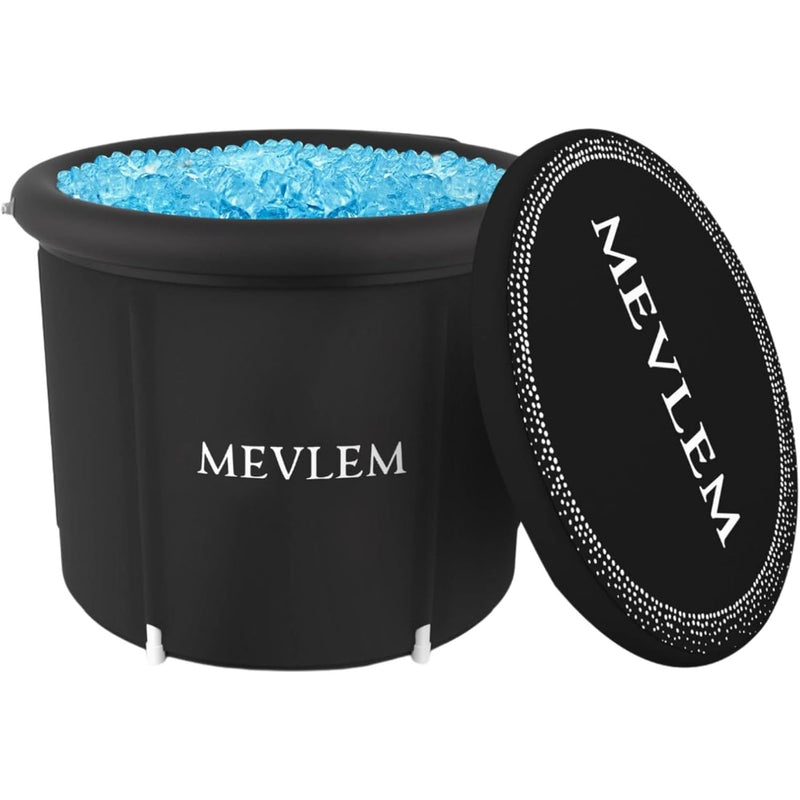 MEVLEM Ice Bath Tub for Cold Plunge, Portable, Black, with Lid
