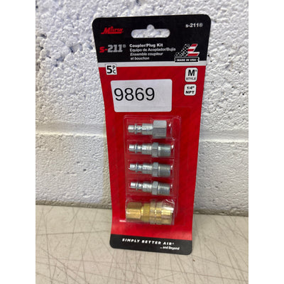 Milton Industries 1/4" NPT M Style Coupler and Plug Kit, 5 Piece Set, Max 300PSI