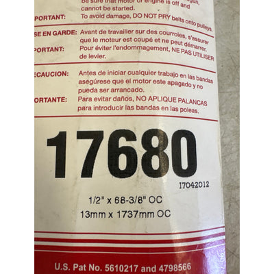 Carquest Bottom Cog V-Belt; 68 Inch Long, Exact Fit Premium Quality - 17680