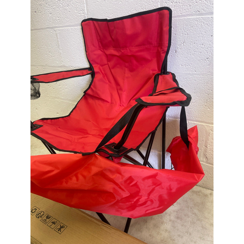 Vingli 31" Portable Folding Camping Chair with Cup Holder & Carrying Bag, Red