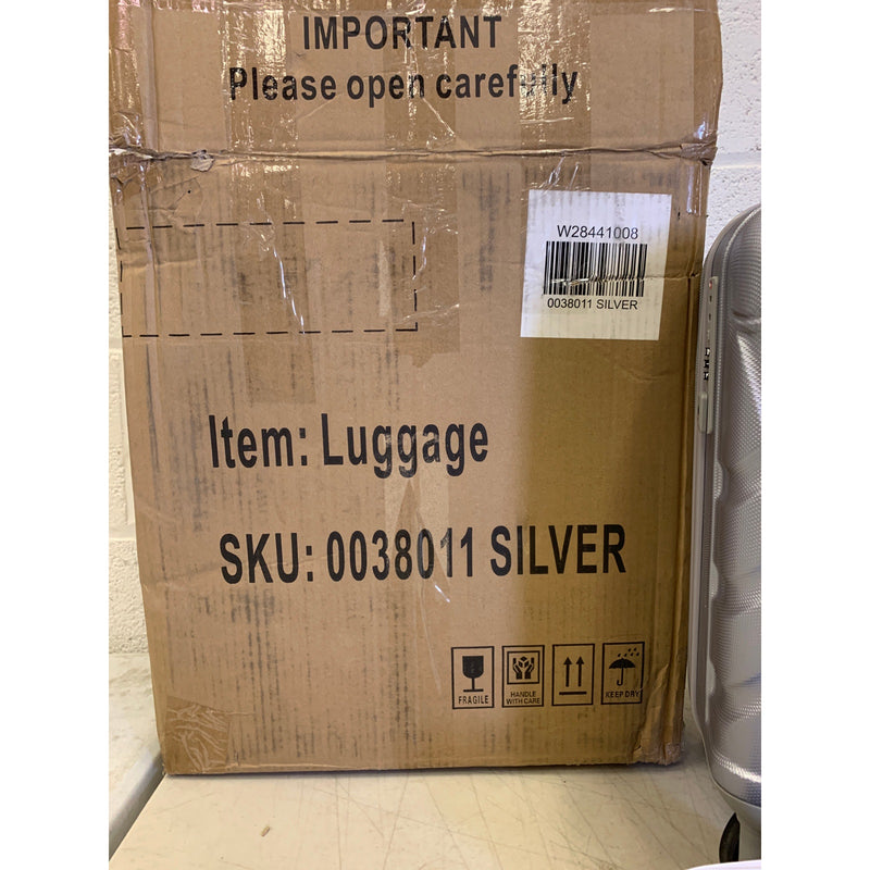 TravelHouse Hardcase Luggage 360 Wheels, Code Lock. Silver, 15"x18"x9"
