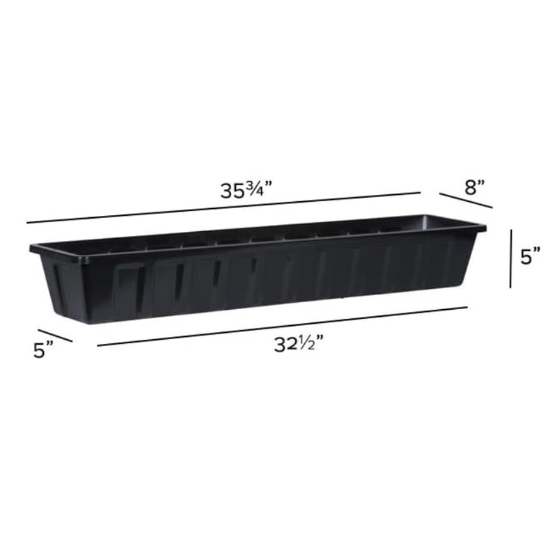 Novelty Poly-Pro Plastic Flower Box Planter, Black, 36-Inch - 11 Quarts Dry Soil