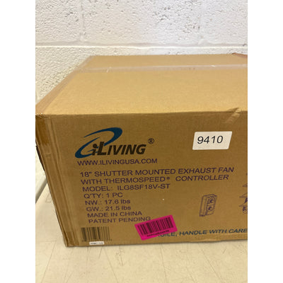 iLiving 18" Wall Mounted Shutter Exhaust Fan, Automatic Shutter with Thermostat
