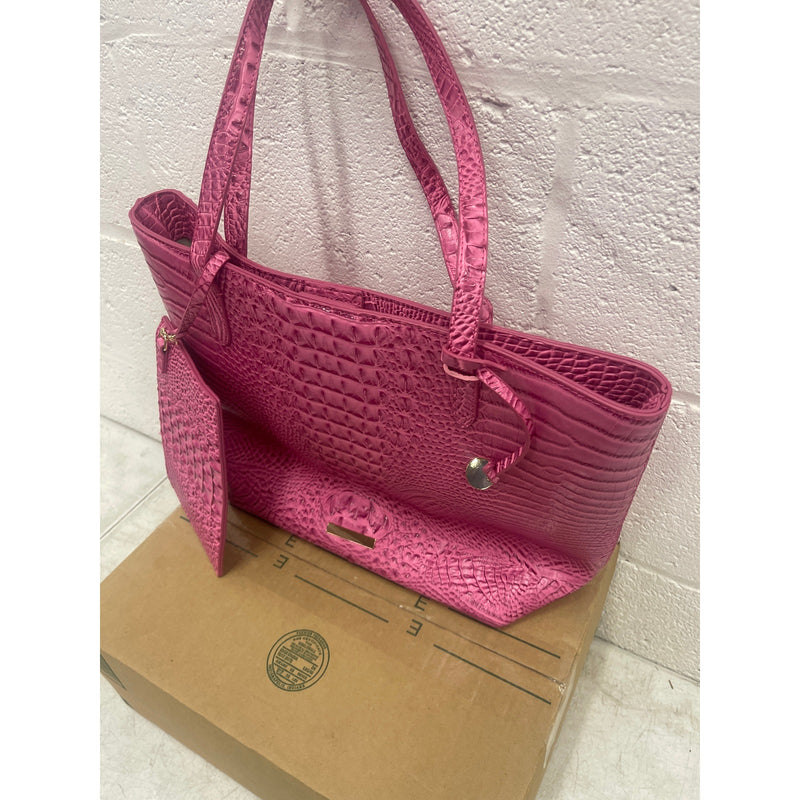 Pink Leather Tote Bag Leather Handbags for Women Top Handle with Purse - Pink