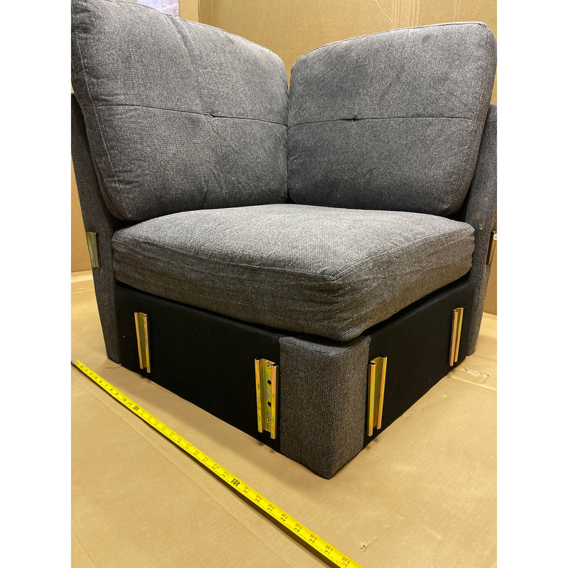 28x28x25 Inches Corner Chair w Cushions, Sectional Piece, No Feet, Gray
