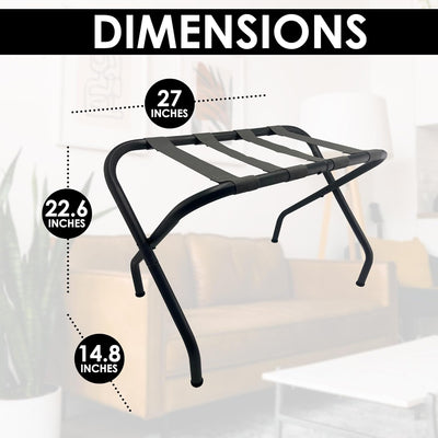 (Set of 2) Luggage Racks: Durable Steel Portable Folding Suitcase Stand - Gray