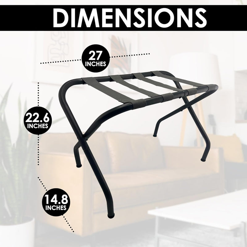 (Set of 2) Luggage Racks: Durable Steel Portable Folding Suitcase Stand - Gray
