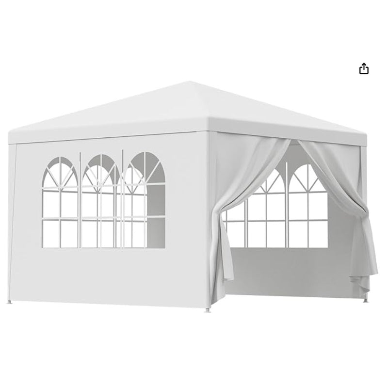 UNKNOWN SIZE Outdoor White Waterproof Gazebo Canopy Tent - 3 Sides w Windows