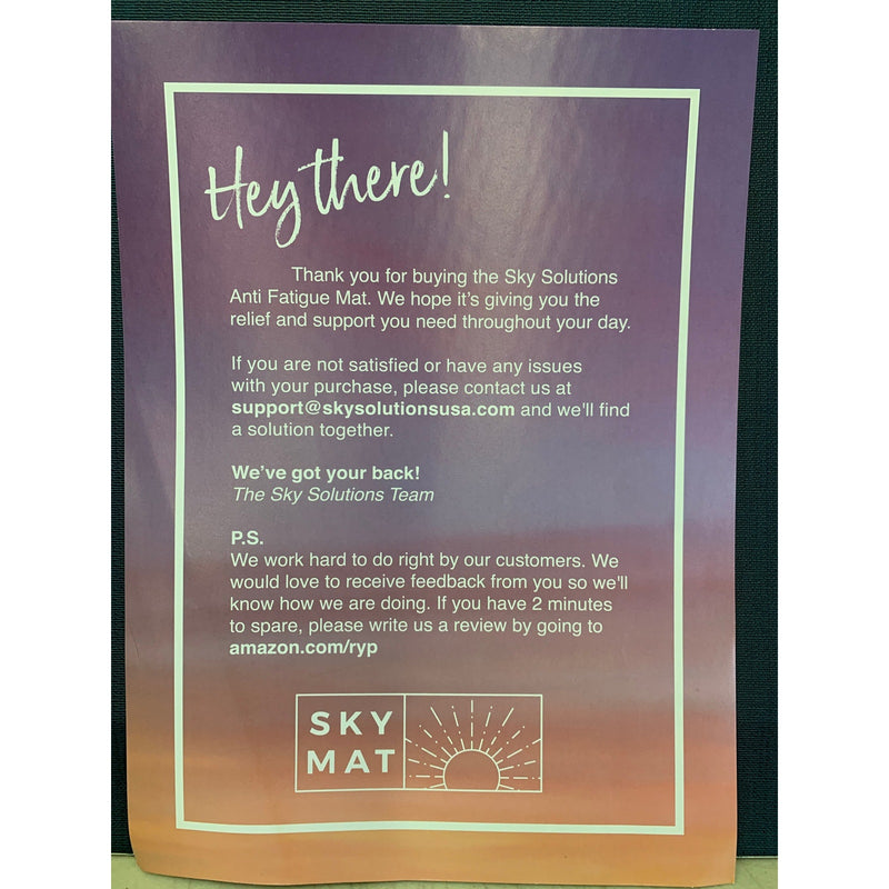 Sky Solutions Standing Floor Mat Cushioned Kitchen / Desk Rug 39" x 20" x 3/4"