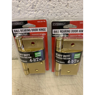 (PACK OF 2) Everbilt Ball Bearing Hinge Square Radius Satin Brass, Commercial