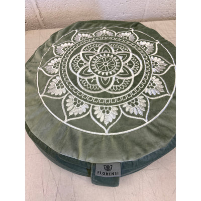 Florensi Round Meditation Cushion, Soft, Side Handle, 16 x 5 Inches, Sage Green