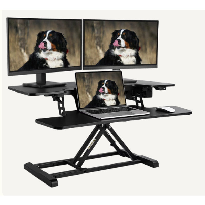 FLEXISPOT Motorized Standing Desk Converter 32" Desk Riser BLACK, DING / DENT