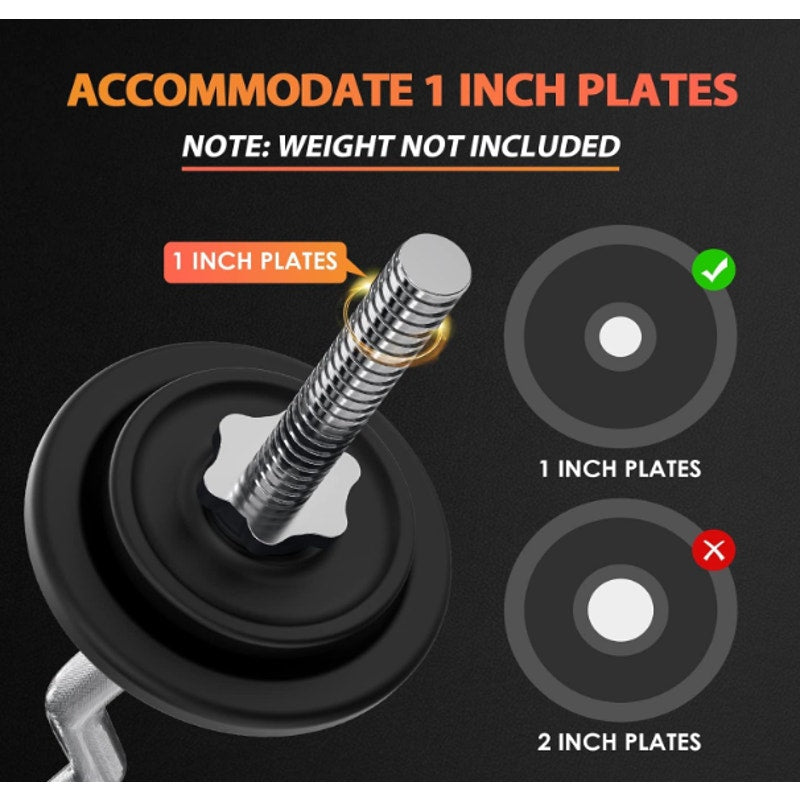 ExtreSpo 47" EZ Curl Bar Weight Lifting Bar Hip Thrusts/Squats/Lunges 1" Weights