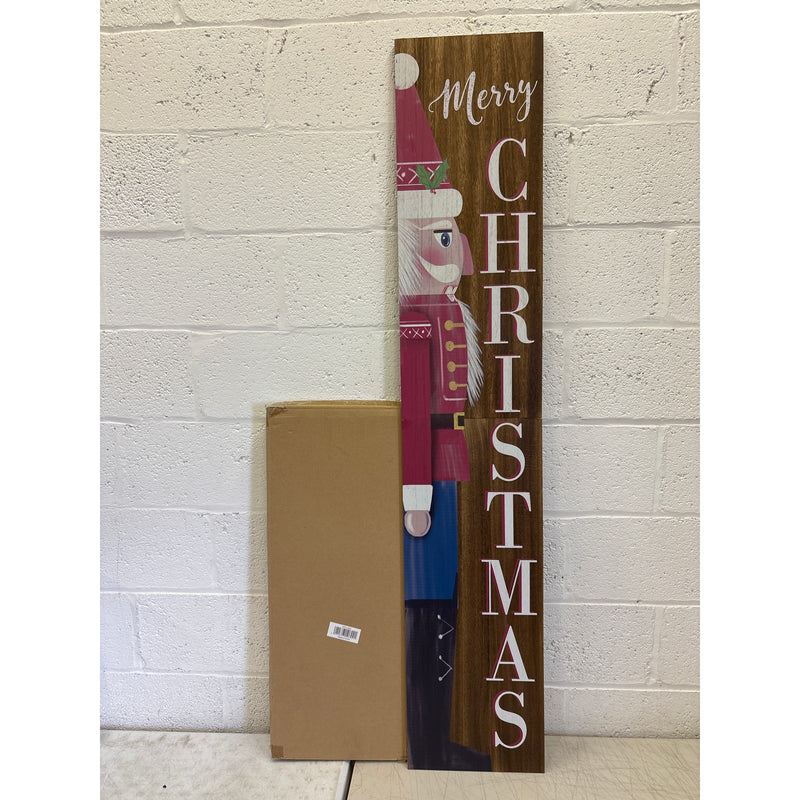 Glitzhome 60"H Wooden Christmas Nutcracker Porch Sign, Holiday Decorations