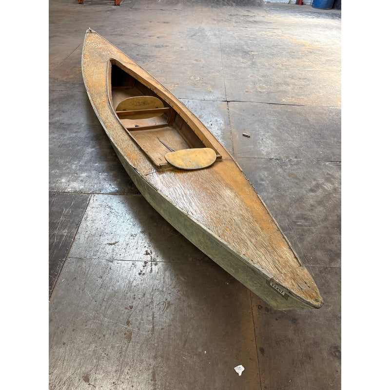 16 Foot Wooden Canoe - 2 Person Capacity, Fishing, Kayaking - Tan / White