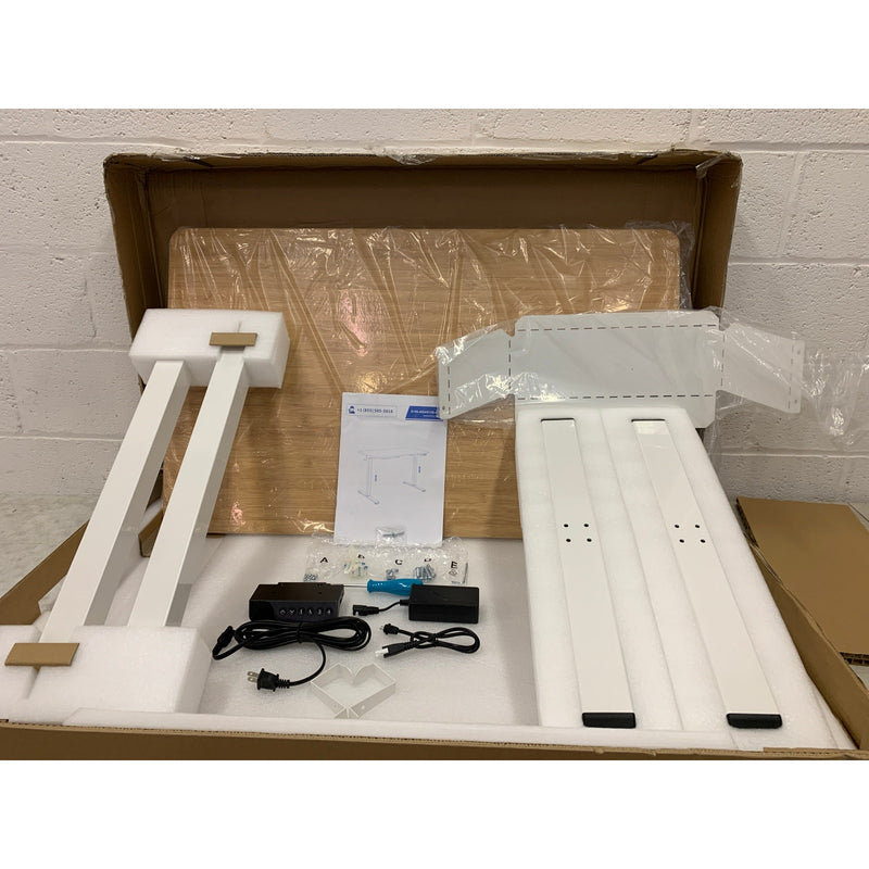 FLEXISPOT Standing Desk Electric Sit Stand Desk Bamboo & White 40"x24"