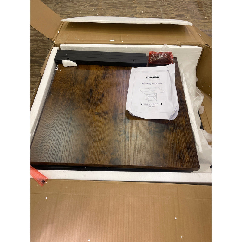 Tribesigns Square Dining Table 47" Kitchen Dinner Table, 2-Shelf, Brown/Black