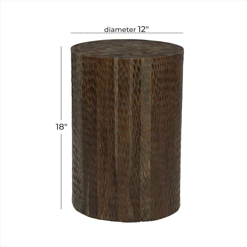 Deco 79 Teak Wood Side End Accent Table Carved End Table 12" x 12" x 18", Brown