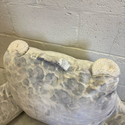 UGG Plush Backrest Pillow, 36"Wx17"H Reading Pillow White w Faded Cheetah Design