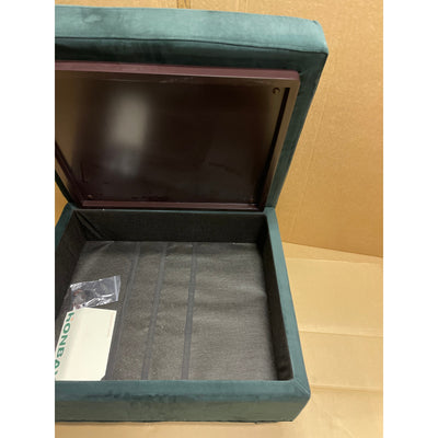 28x24x17" Ottoman w Storage, Soft Velvet, Living Room Furniture Green/Blue