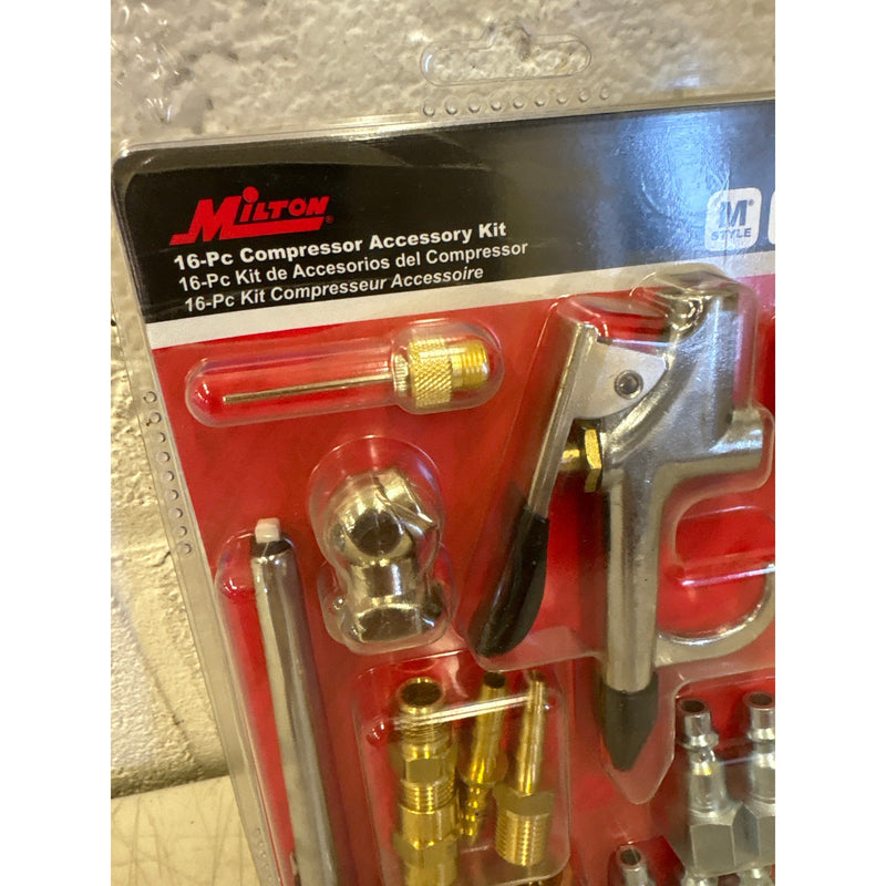 Milton Industries M Style 1/4" NPT Compressor Starter Kit - 16 Piece, Air Tools