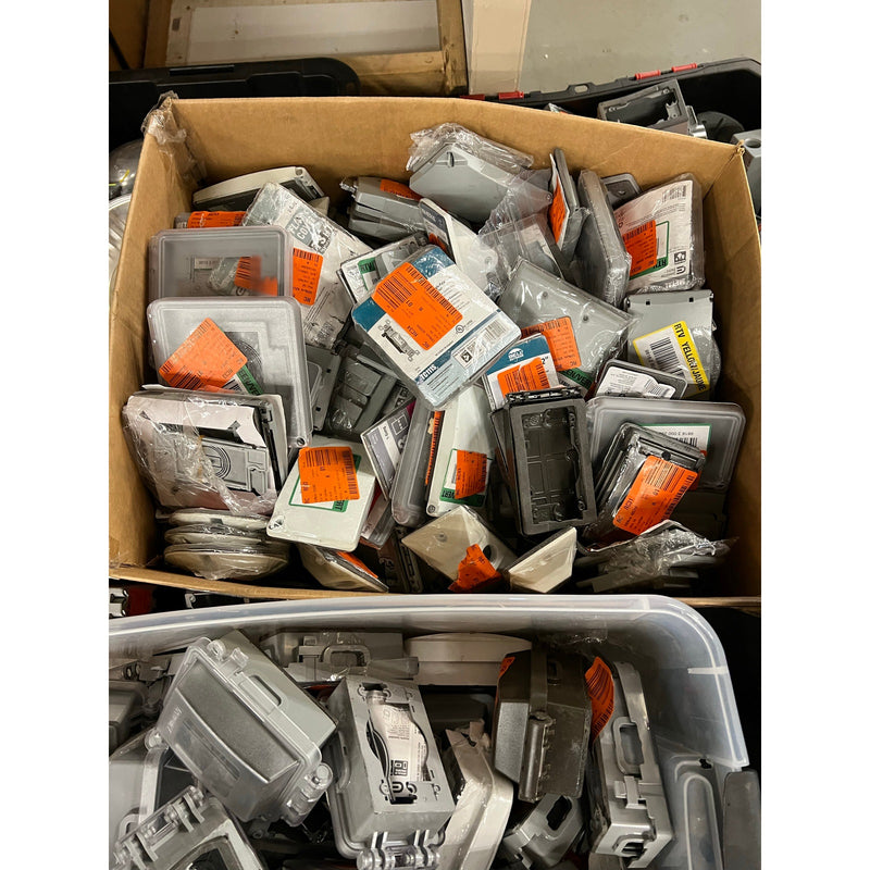 Full Pallet of Mixed Electrical Boxes, Outlet Covers, Circle Covers, Switch & Outlet Boxes