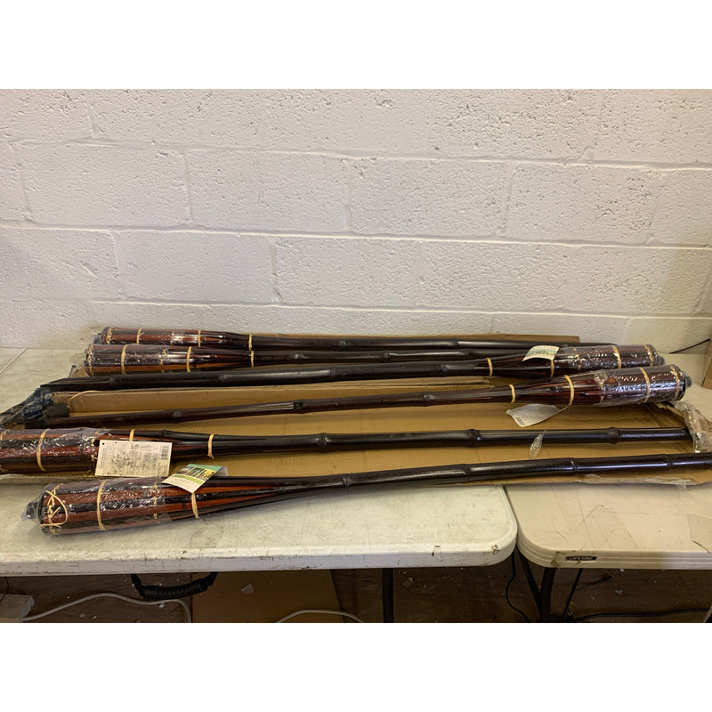 5-PACK Patio Essentials 5 Ft Bamboo Torches, Dark Brown Bamboo, Tiki Yard Lamps