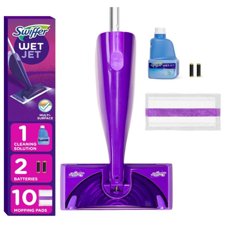Swiffer WetJet Hardwood & Floor Spray Mop Cleaner Starter Kit Power Mop, 10 Pads