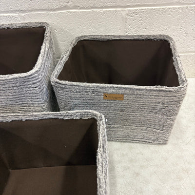 Koolaburra by Ugg 3 Piece Storage Set Soft Fuzzy Baskets Home Organization, Gray