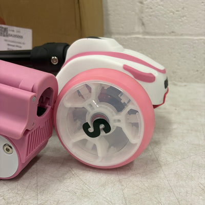 Sejoy Kids Kick Scooter 3-Wheel Light Up Foldable, Adjustable Seat - Pink