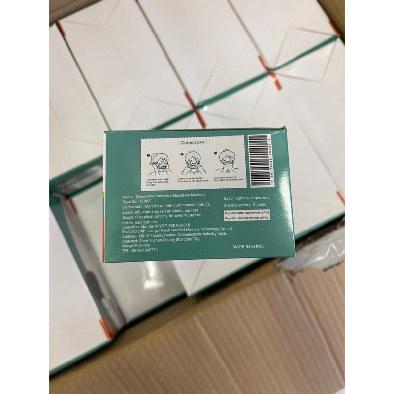 Fresh&Comfort 2000 pcs Disposable Face Masks 3Ply, 50 pcs in Each Box - Black