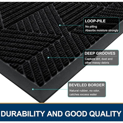 Smiry Front Door Mat Outside Entrance, Heavy Duty Sturdy, 47"x32" - Black
