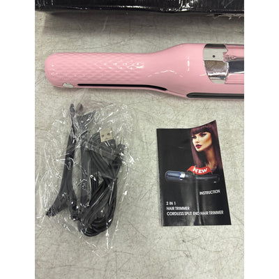 2-in-1 Women's Hair Clipper, Automatic Split End Remover, Rechargeable, Pink