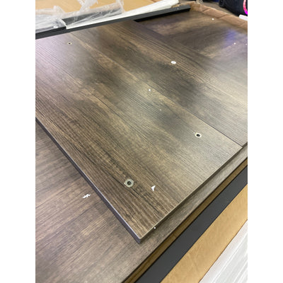 Brown Wooden Office Desk 48" x 24" with 2 Tier Shelving, Metal Frame 28" Tall SEE DETAILS