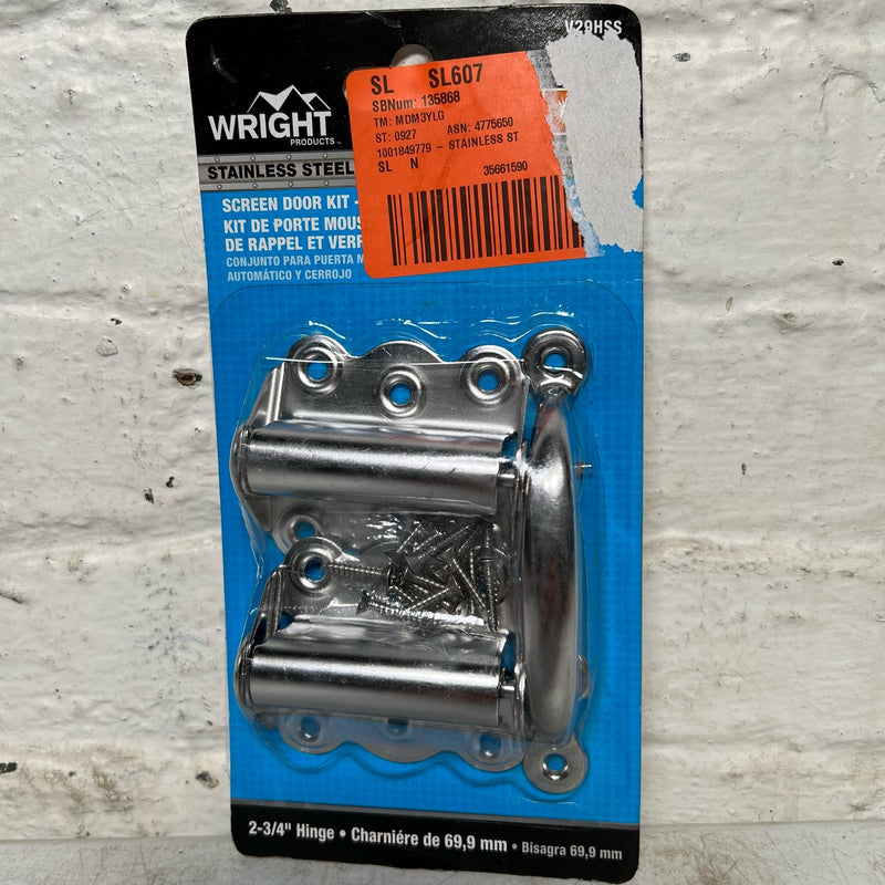 Wright Products Screen Hardware Stainless Steel Self Closing Hinge and Latch Kit