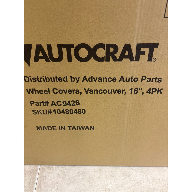 4-Pack AutoCraft 16" Wheel Cover 10-Spoke Charcoal/Ice Black High Impact Plastic