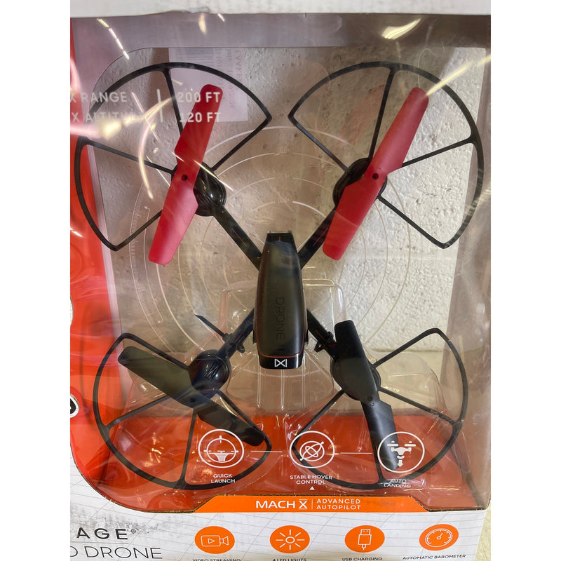 Sharper Image Drone Mach X Outdoor Video Streaming Camera 200 Ft Range - Black