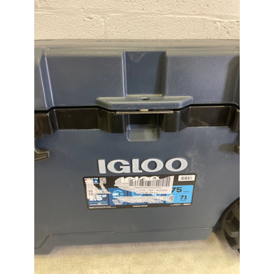 Igloo 75 Quart Rugged Blue Performance Cooler with Wheels Bottle Opener Handles
