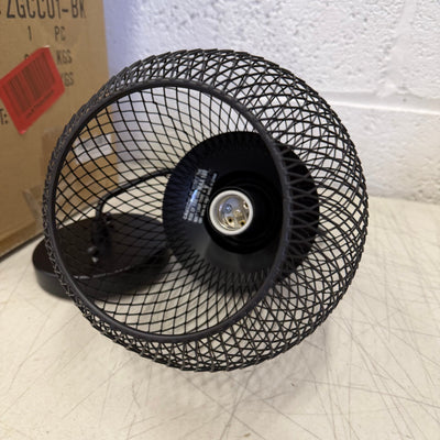 Hanging Cage Chandelier Ceiling Light Hollow Wrought Iron, Black, 6.5" W x 10" H