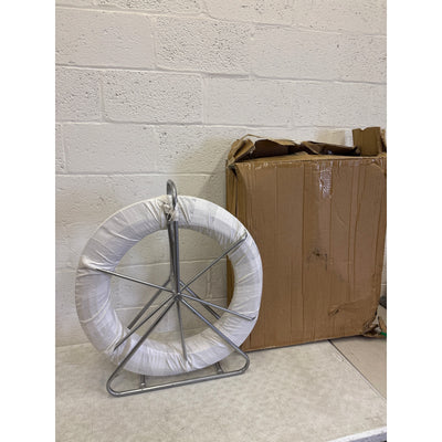 Fish Tape Fiberglass 6MM 656FT Duct Rodder Fish Tape Puller w Cage & Wheel Stand