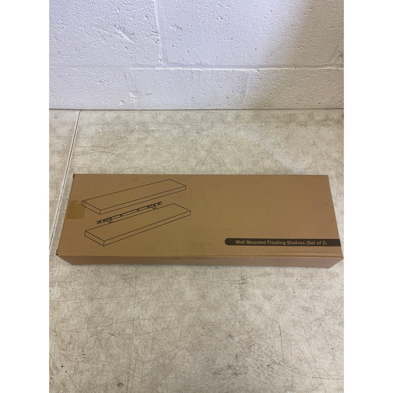 2-Pack Floating Wall Shelves Black 24x8x1.5" Invisible Brackets, Modern Storage