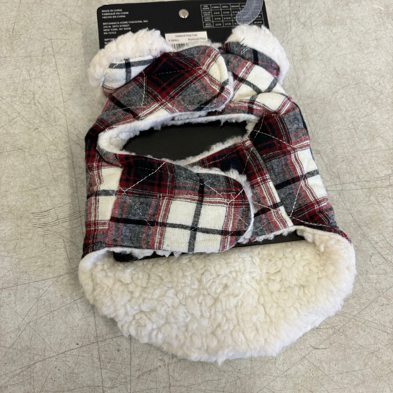 UGG for Pet Oakland Dog Coat, Dog / Cat 6-8" Collar, Red Plaid - Xtra Small