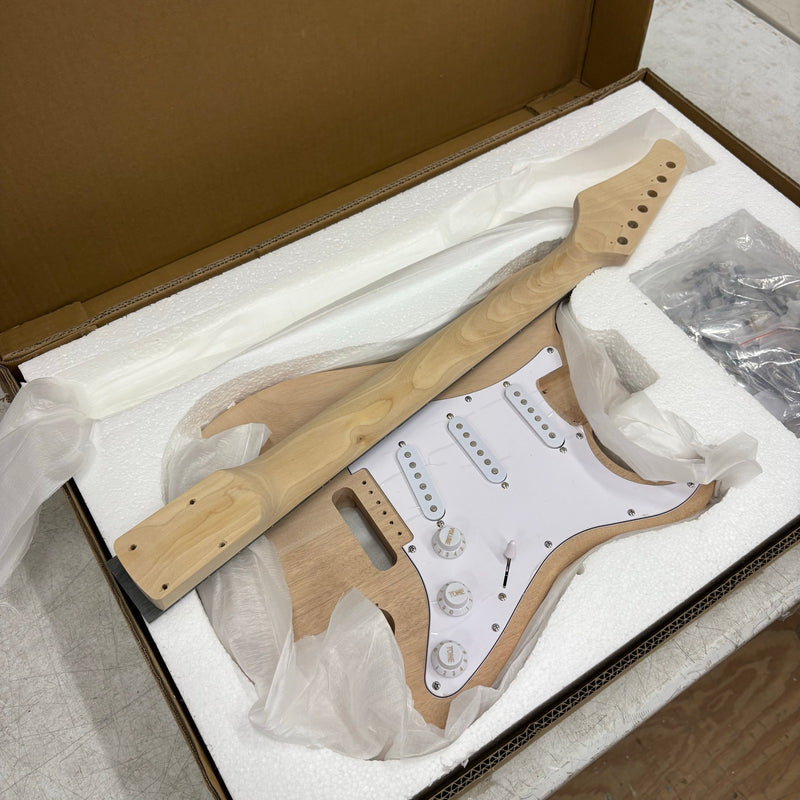 DIY Electric Guitar Kit Mahogany Body 6 Strings Maple Neck Shoulder Strap SSS