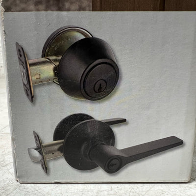 Defiant Freedom Door Lever & Single Cylinder Keyed Entry Dead Bolt, Matte Black