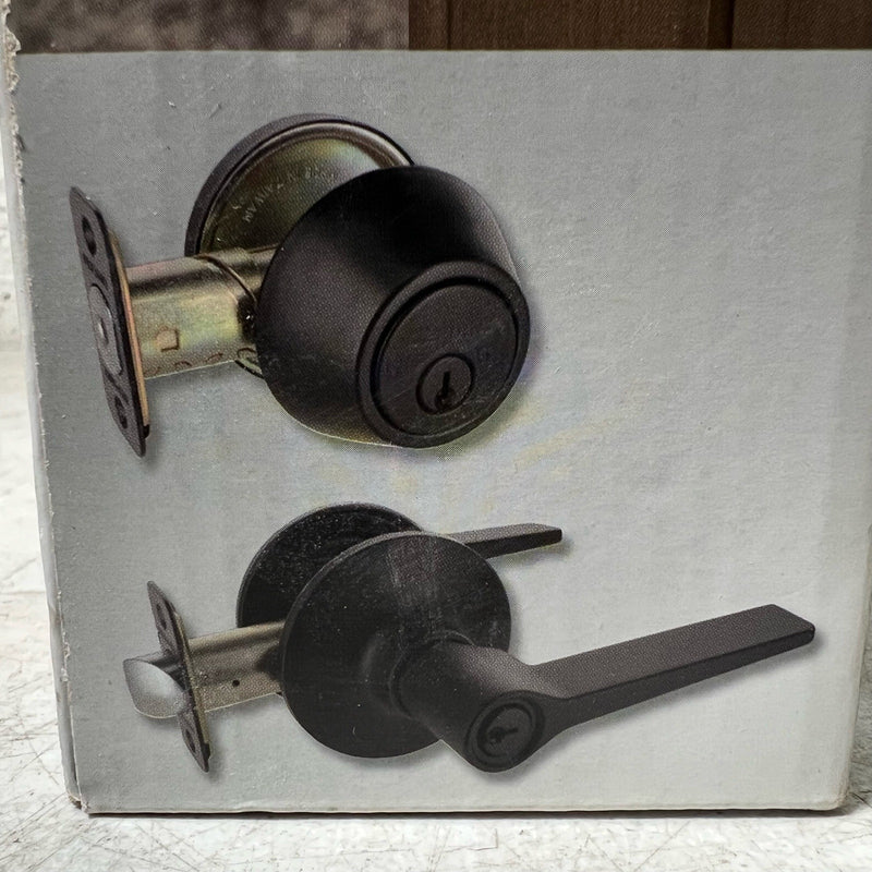 Defiant Freedom Door Lever & Single Cylinder Keyed Entry Dead Bolt, Matte Black